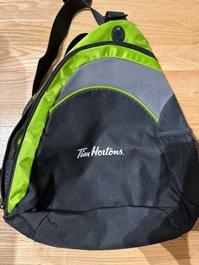 Tim Hortons Black and Lime Green Sling Backpack
